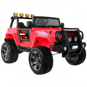 Masinuta Electrica cu acumulator pentru copii NOVOKIDS™ Jeep 4X4 PRO, 2 locuri, Max 40 kg, 3-10 ani , Husa ploaie si rucsac ,2 Baterii 12V, 2 Viteze, Lungime 139 cm, 4 motoare , Rosu