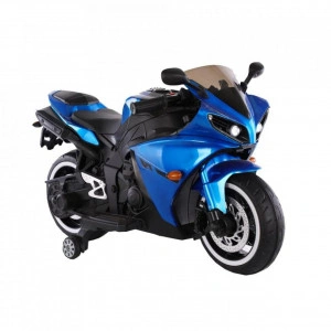 Motocicleta Electrica cu Acumulator Pentru Copii NOVOKIDS™ Aspen Premium Motor, 3-6 ani, max 30 kg, Cu Melodii si Lumini Frontale, MP3 , Roti ajutatoare, Albastru