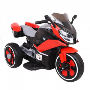 Motocicleta Electrica cu Acumulator Pentru Copii NOVOKIDS™ Cairo Motor, 3-8 ani, max 30 kg, Functie Bluetooth, Cu Sunete si Melodii, 3 Roti, Volum reglabil , Rosu