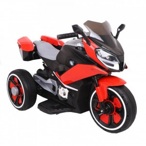 Motocicleta Electrica cu Acumulator Pentru Copii NOVOKIDS™ Cairo Motor, 3-8 ani, max 30 kg, Functie Bluetooth, Cu Sunete si Melodii, 3 Roti, Volum reglabil , Rosu