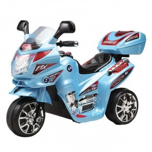 Motocicleta Electrica cu Acumulator Pentru Copii NOVOKIDS™ Moto Classico 51, 3-6 ani, max 25 kg, Cu Sunete , Trotineta Electrica, 3 Roti, MERS CU SPATELE, Albastru