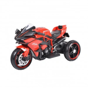 Motocicleta Electrica cu Acumulator Pentru Copii NOVOKIDS™ Ninja Trio Motocross, 3-8 ani, max 30 kg, Cu Melodii si Lumini LED, Bluetooth, 3 Roti, MERS CU SPATELE, Rosu