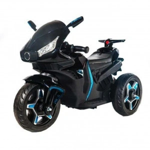 Motocicleta Electrica cu Acumulator Pentru Copii NOVOKIDS™ Shadow Motor, 2-6 ani, max 40 kg, Cu Sunete si Lumini LED, Trotineta Electrica, 3 Roti, MERS CU SPATELE, Negru