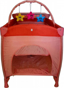 Patut-Pliant-NOVOKIDS-Baby-C-120X60-cm-transforabil-in-Tarc-Copii-2-Niveluri-Masa-infasat-detasabila-jucarii-din-plus-geanta-transport-Corai