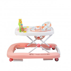 Premergator-Premium-reglabil-in-3-trepte-de-inaltime-NOVOKIDS-ZooZoo-Baby-Roti-silentioase-din-silicon-Cu-melodii-Animalute-Pliabil-Roz
