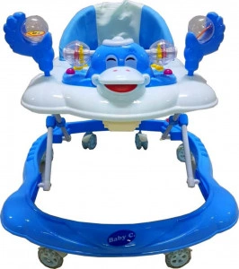 Premergator Reglabil in 3 Trepte Baby Care™ Ratusca, Pliabil, 8 Roti, Cu Melodii, Albastru