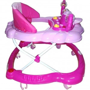 Premergator-Reglabil-in-3-Trepte-Baby-Care-Ratusca-Pliabil-8-Roti-Cu-Melodii-Roz