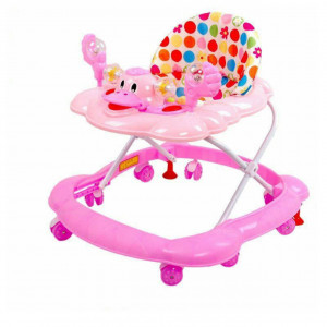 Premergator Reglabil in 3 Trepte NOVOKIDS™ , Ratusca, Pliabil, 8 Roti,Cu Melodii, Roz