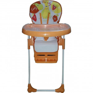 Scaun-de-masa-pentru-copii-si-bebe-Baby-Care-reglabil-in-3-trepte-pliabil-centura-de-siguranta-sezut-comfortabil-masuta-detasabila-functie-scoica-Portocaliu