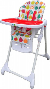 Scaun-de-masa-pentru-copii-si-bebe-NOVOKIDS-Go-baby-reglabil-in-6-trepte-de-inaltime-pliabil-centura-de-siguranta-sezut-comfortabil-masuta-detasabila-pozitie-somn-roti-cu-frana-model-Fructe-Rosu-si-Alb_3