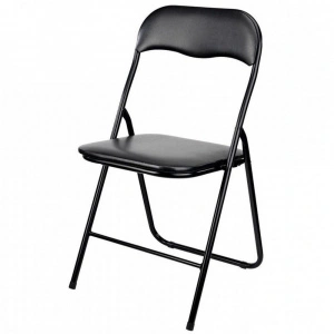 Scaun pliabil pentru living, bucatarie si camping HouseXL™ Black Folding Chair 2800, Dimensiuni 43X45X78 cm, Design ergonomic, Picioare metalice, Negru
