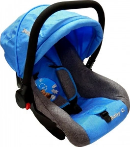 Scoica auto pentru bebelusi Baby Care™ PRO, cos auto, maner reglabil, sistem de prindere, Omologare R-129 i-Size, maximum 13 kg, Albastru si Gri jeans