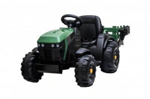 Tractor Electric XXL cu acumulator pentru copii NOVOKIDS™ Super Tytan Farmer , Cu remorca, Melodii si USB , 3-8 ani , Baterie12V, 2 Viteze, lungime 153 cm, Lumini , Verde
