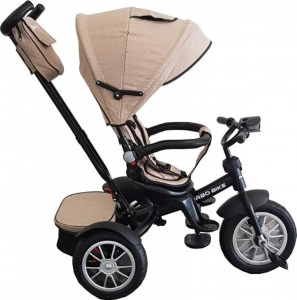Tricicleta-cu-copertina-Baby-Care-Turbo-Bike-Cu-far-luminos-Roti-din-cauciuc-Pozitie-somn-Pedale-si-maner-pentru-parinti-Scaun-reversibil-cu-rotatie-360-grade-Cadru-metalic-Dimensiuni-110X60X90-cm-Crem