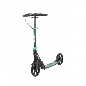 Trotineta din aluminiu NOVOKIDS™ Spooky Scooter, Frana de mana, Maxim 100 kg, Functie Super Brake, Maner reglabil pe inaltime, Diametru roata 200 mm, Turquoise