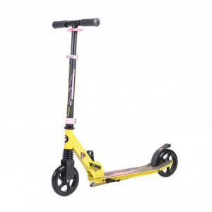 Trotineta-pliabila-NOVOKIDS-Rocket-Challenger-Maxim-100-kg-Inaltime-reglabila-78-86-cm-Suspensie-fata-Diametru-roata-145-mm-Galben-cu-Roz