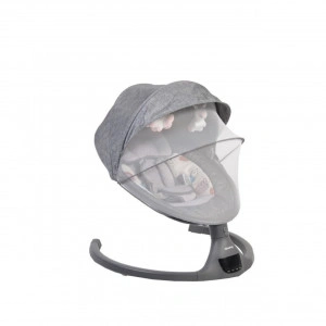 Balansoar Pentru Bebelusi cu conectare la priza si telecomanda NOVOKIDS ™ iSwing , Cu plasa insecte, Multifunctional, Pliabil, 5 viteze de leganare, Timer , 12 Melodii, Leagan electric copii,Invartire la 360 grade , Gri