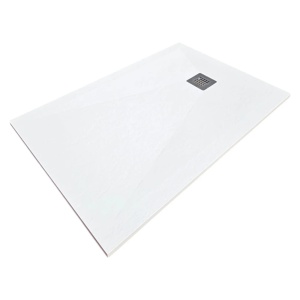Cadita de dus HouseXL StoneCore Premium, 120x80 cm din compozit granit, cu sifon metalic inclus, Alb