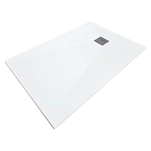 Cadita de dus HouseXL StoneCore Premium, 120x80 cm din compozit granit, cu sifon metalic inclus, Alb
