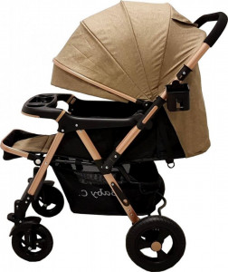 Carucior-nou-nascuti-2-in-1-BABY-CARE-PRO-511-Cadru-aluminiu-Maner-reversibil-Spatar-reglabil-in-5-trepte-Amortizoare-Plasa-insecte-Frana-picior-Pliabil-Maron_3