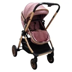 carucior Baby Care X2S in varianta sport roz cu spatar reglabil si bara protectie