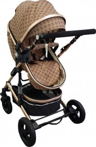 Carucior-nou-nascuti-3-in-1-Baby-Care-PRO-531-Cu-geanta-bebe-Cadru-Aluminiu-Gold-Amortizoare-Roti-din-cauciuc-plin-AVE-Landou-Scoica-auto-Spatar-reglabil-3-trepte-Plasa-insecte-Beige-cu-imprimeu-Maron_6