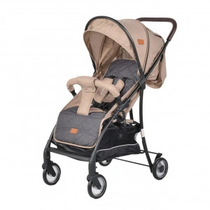 Carucior sport ultracompact pentru copii NOVOKIDS™ London PRO, Transformabil in troller, Spatar reglabil in 3 trepte, Pozitie somn, Roti transparente, Crem