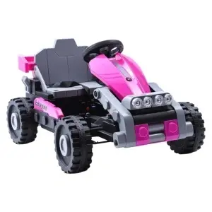 Kart Electric 2-in-1 NOVOKIDS TransformX, transformabil in masinuta electrica copii, baterie 24V, 2 motoare 380W, Roti EVA, Lumini LED, Muzica, Roz