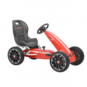 Kart pentru copii cu pedale NOVOKIDS® Premium Racer Abarth, Roti cauciuc, Carena, Structura metalica, Frana de mana, Funtie FreeWheel, Scaun Ajustabil, Rosu