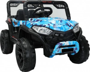 Masinuta Electrica cu acumulator pentru copii NOVOKIDS™ Buggy Mini UTV, Cu faruri luminoase, Telecomanda, 3-7 ani , max 30 kg, 3 Viteze, Lungime 110 cm, Model Offroad, Albastru Camuflaj