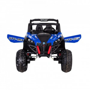 Masinuta Electrica cu acumulator pentru copii NOVOKIDS™ Buggy UTV , 2 locuri, Cu faruri luminoase, Roti din Cauciuc EVA, 3-12 ani , max 50 kg , 2 Baterii de 12V, Mp3/USB, 2 Viteze, Lungime 124 cm, Model Offroad, Albastru cu Negru