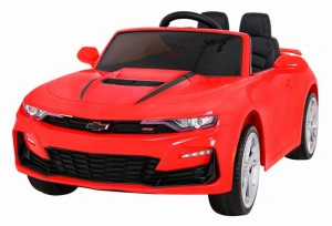 Masinuta Electrica cu acumulator pentru copii NOVOKIDS™ Chevrolet Camaro, Roti din Cauciuc EVA, Max 25 kg , Usi cu deschidere , 3 Viteze, Lungime 119 cm, Rosu