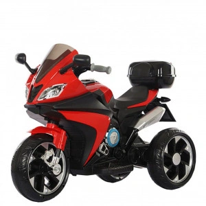 Motocicleta Electrica cu Acumulator Pentru Copii NOVOKIDS™ Karachi Motor, 2-5 ani, max 25 kg, Cu Sunete si Lumini LED, MP3, Trotineta Electrica, 3 Roti, MERS CU SPATELE, Rosu