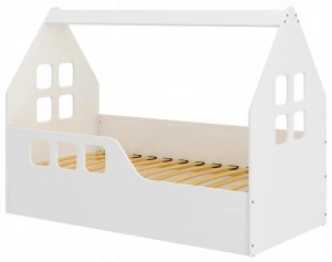 Pat-tip-casuta-pentru-copii-NOVOKIDS-MAGIC-LITTLE-HOUSE-160x80-CM-Set-cu-Saltea-din-Spuma-MATSEN-10-CM-Inclusa-Somiera-Sistem-FLEX-Protectie-Laterala-Stanga-Coborare-Prin-Dreapta