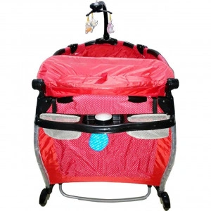 Patut-Pliant-rotund-cu-balansoar-Tarc-copii-Baby-Care-ROUND-NEST-Pliabil-pe-2-Niveluri-cu-muzica-si-Masa-infasat-Jucarie-Carusel-cu-jucarii-din-plus-geanta-transport-inclusa-Rosu_2
