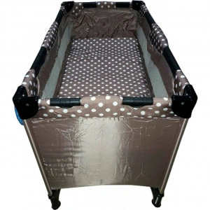 Patut-Pliant-Tarc-copii-Baby-Care-PRO-Pliabil-pe-2-Niveluri-plasa-tantari-geanta-transport-inclusa-Maron-cu-buline_1
