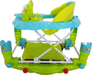 Premergator-cu-sistem-de-balansare-Baby-Care-H914-Roti-silentioase-din-silicon-Cu-melodii-Ratusca-Pliabil-Verde-Turquoise