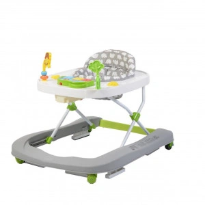 Premergator Premium reglabil in 3 trepte de inaltime NOVOKIDS™ ZooZoo Baby ,Roti silentioase din silicon, Cu melodii, Animalute, Pliabil, Gri
