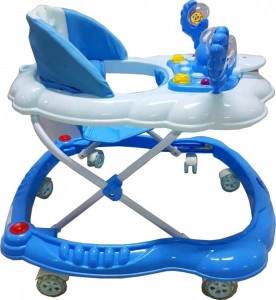 Premergator-Reglabil-in-3-Trepte-Baby-Care-Ratusca-Pliabil-8-Roti-Cu-Melodii-Albastru