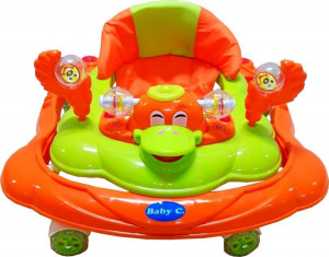 Premergator-reglabil-in-3-trepte-NOVOKIDS-Baby-C-cu-melodii-roti-silentioase-din-silicon-Ratusca-Pliabil-Verde-si-Portocaliu_1