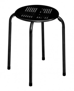 Taburet pentru living si bucatarie HouseXL™ Black Tobouret, Diametru 30 cm, Design ergonomic, Picioare metalice, Negru