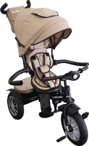 Tricicleta-cu-copertina-Baby-Care-Turbo-Bike-Cu-far-luminos-Roti-din-cauciuc-Pozitie-somn-Pedale-si-maner-pentru-parinti-Scaun-reversibil-cu-rotatie-360-grade-Cadru-metalic-Dimensiuni-110X60X90-cm-Crem_2