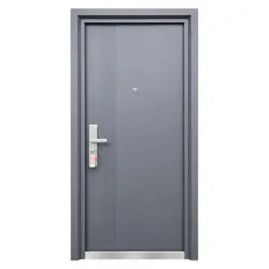Usa metalica de exterior cu izolatie si vizor Novo Doors ND7006, tabla 0.7 mm, prag din inox, balamale si clanta incluse, pentru casa si apartament, Gri Antracit