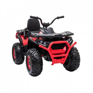 ATV Electric cu acumulator pentru copii NOVOKIDS™ Desert Rider , Cu faruri luminoase, Roti din Cauciuc EVA, 3-12 ani , max 50 kg , 2 Baterii de 12V, Mp3/USB, 2 Viteze, Lungime 111 cm, Model Offroad, Rosu cu Negru