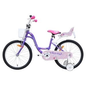 Bicicleta pentru copii NOVOKIDS™ Splend'Or Boom PRO Edition, Cu cosulet pentru papusi, Roti 20" inch, Maxim 50 kg, Cadru din otel, Roti ajutatoare detasabile, Ghidon reglabil pe inaltime, Mov - Img 2