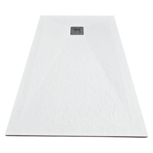 Cadita de dus HouseXL StoneCore Premium, 120x80 cm din compozit granit, cu sifon metalic inclus, Alb_2