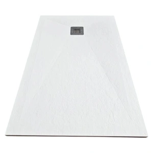 Cadita de dus HouseXL StoneCore Premium, 120x80 cm din compozit granit, cu sifon metalic inclus, Alb_2