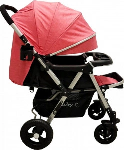 Carucior nou nascuti 2 in 1 BABY CARE™ PRO 511, Cadru aluminiu, Maner reversibil, Spatar reglabil in 5 trepte, Amortizoare, Plasa insecte, Frana picior,Pliabil , Rosu