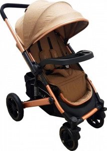 Carucior-nou-nascuti-2-in-1-BABY-CARE-PRO-512-Cu-geanta-bebe-inclusa-Suspensii-Cadru-aluminiu-Gold-Maner-reversibil-Spatar-reglabil-in-5-trepte-Amortizoare-Plasa-insecte-Frana-picior-Pliabil-Maron-Gold_2