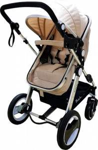Carucior-nou-nascuti-2-in-1-Baby-Care-PRO-S535-Cadru-Aluminiu-roti-din-cauciuc-plin-landou-reversibil-Spatar-reglabil-in-3-trepte-Crem